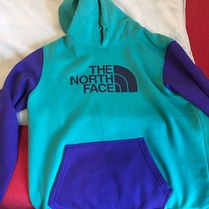 Purple and turquoise North Face hoodie Size Large